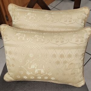 Charming Yellow Tan Elephant Accent Pillows